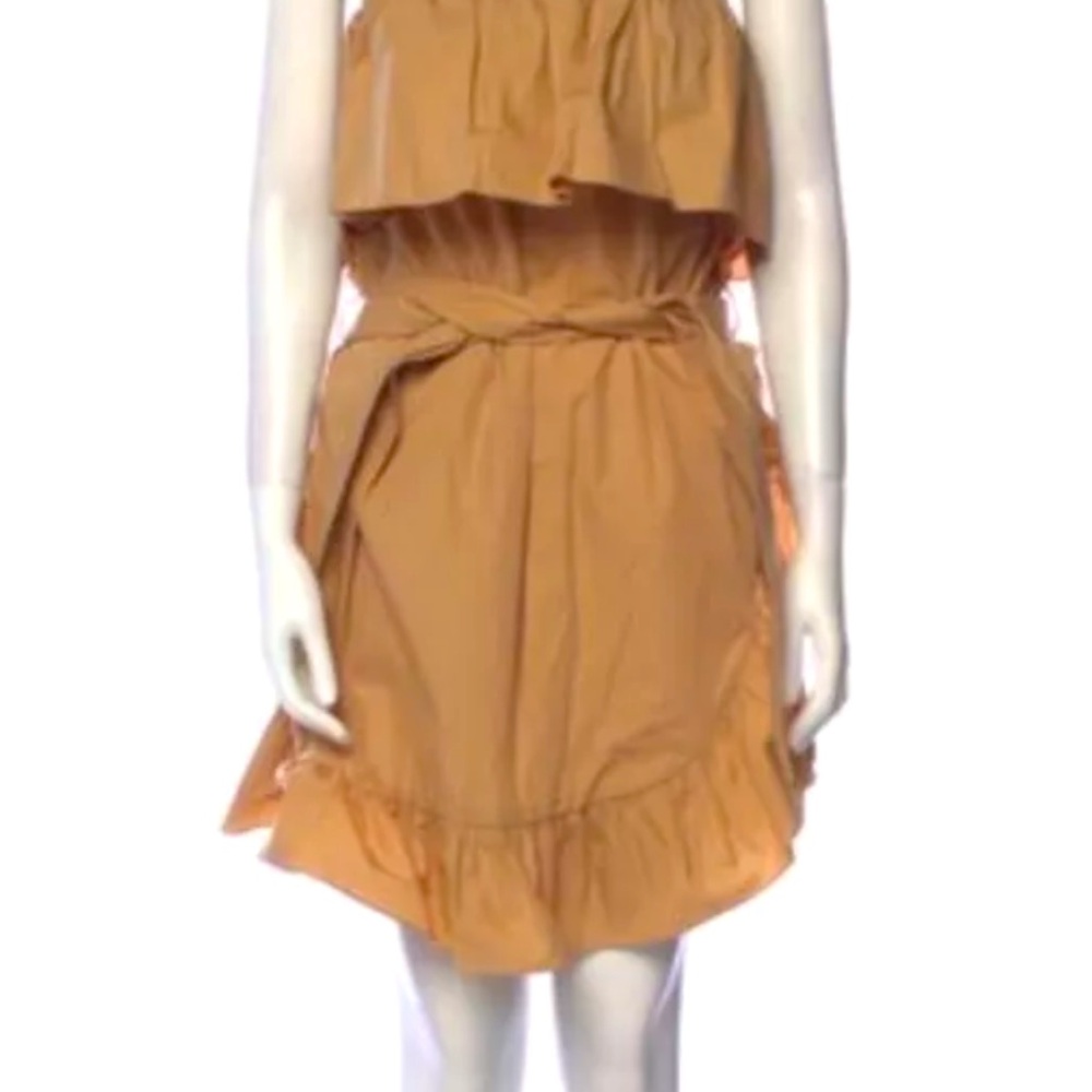 SANDRO Ohio Ruffle Off The Shoulder Dress Natural Beige Nude size 3 NEW